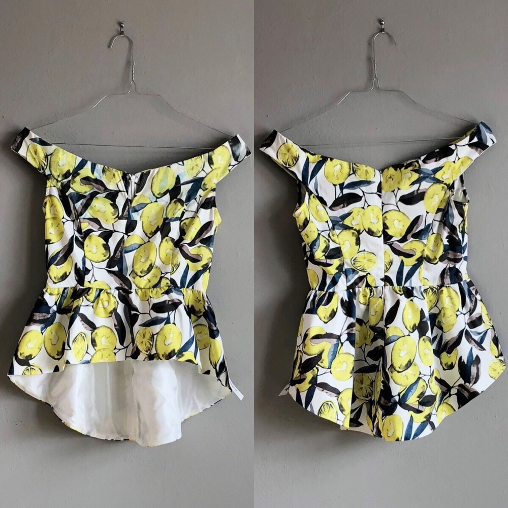 NWT Mustard Seed Lemon Off The Shoulder Peplum Top